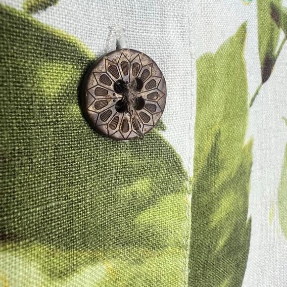 Caribbean Joe 100% Linen Shirt LARGE Womens Hawaiian Floral Tropical Top Cruise - Picture 6 of 7